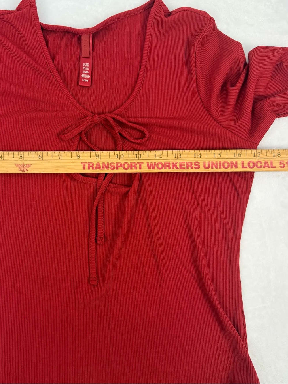 Skims Set Sz L Tie Front Top & Flared Leg Pants Ribbed Stretch Modal Loungewear - Picture 10 of 14